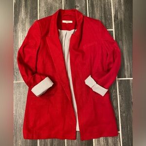 Contains Linen Next Blazer Womens 4 Red Linen Nautical Coastal Preppy Career